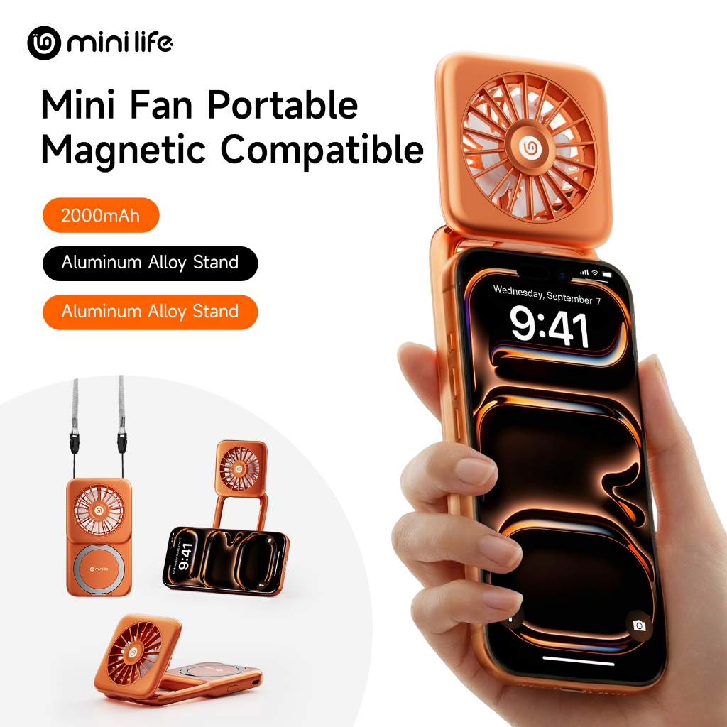 mini life Portable Handheld Fan with Magnetic Neckband Foldable Stand ...