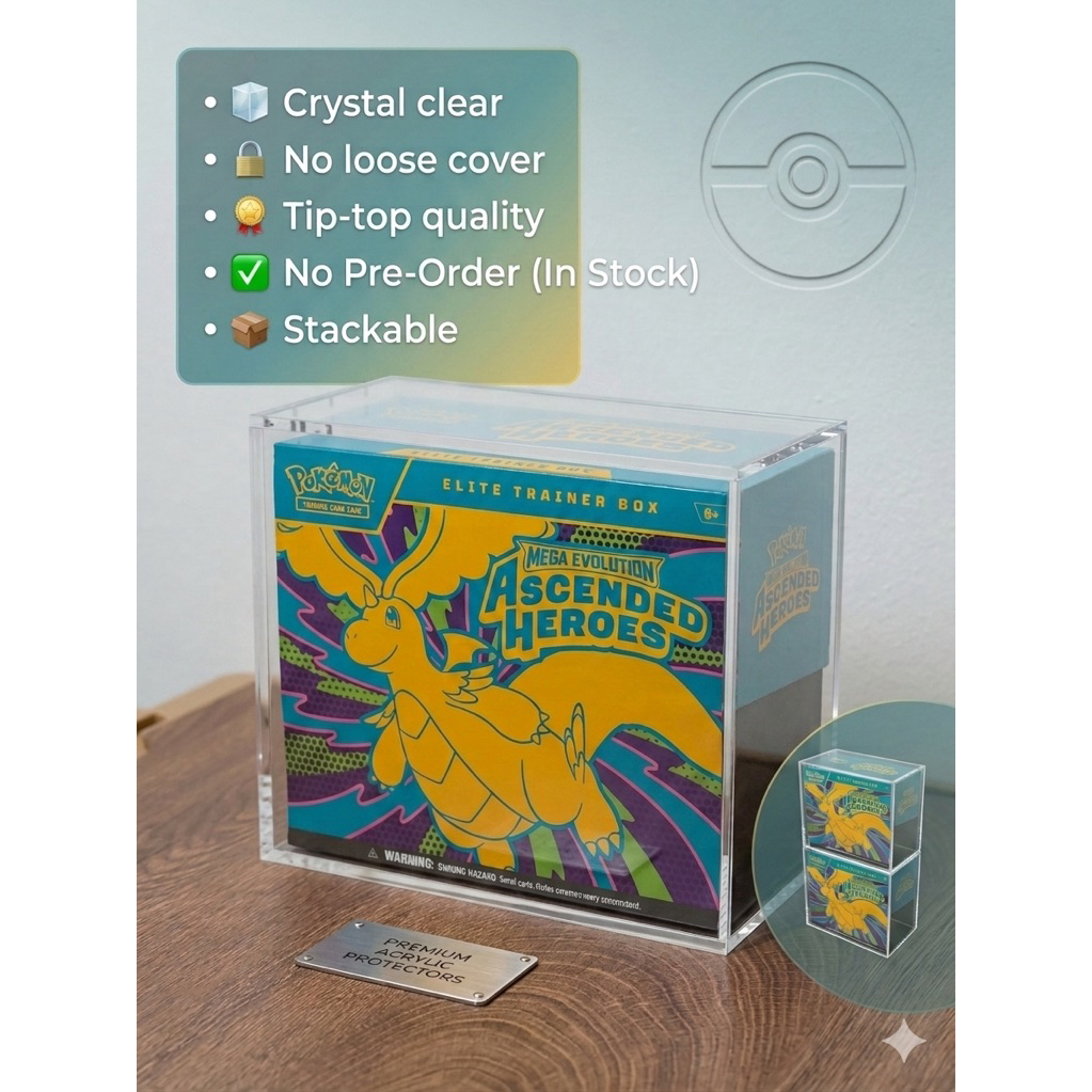 ETB Elite Trainer Box Case Acrylic Crystal Clear Thick Acrylic Display ...