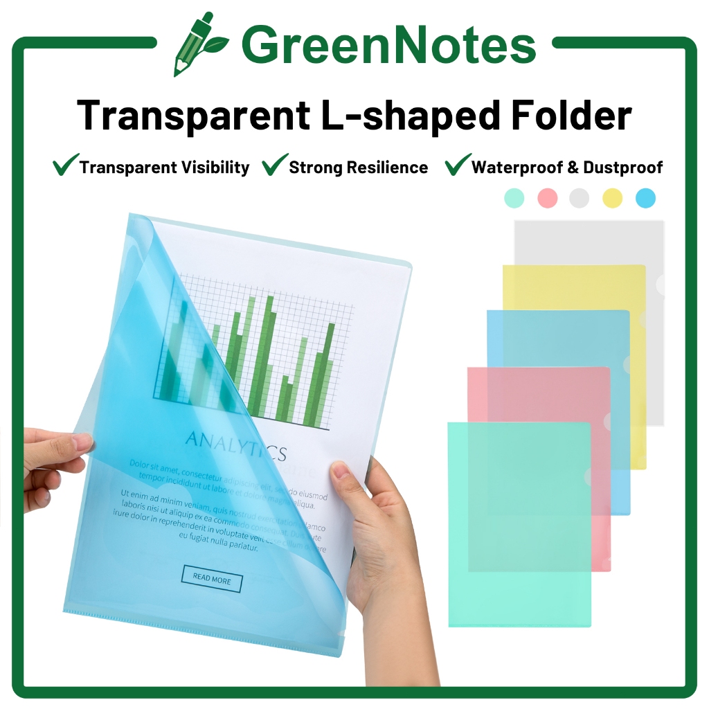 WORKWELL A4 L Shape Folder File / Thick PP Clear Plastic L Folder ...