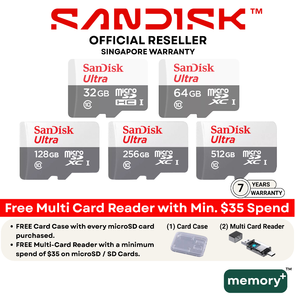 SanDisk Ultra microSD Card C10 100MB/s 32GB 64GB 128GB 256GB 512GB QUNR ...