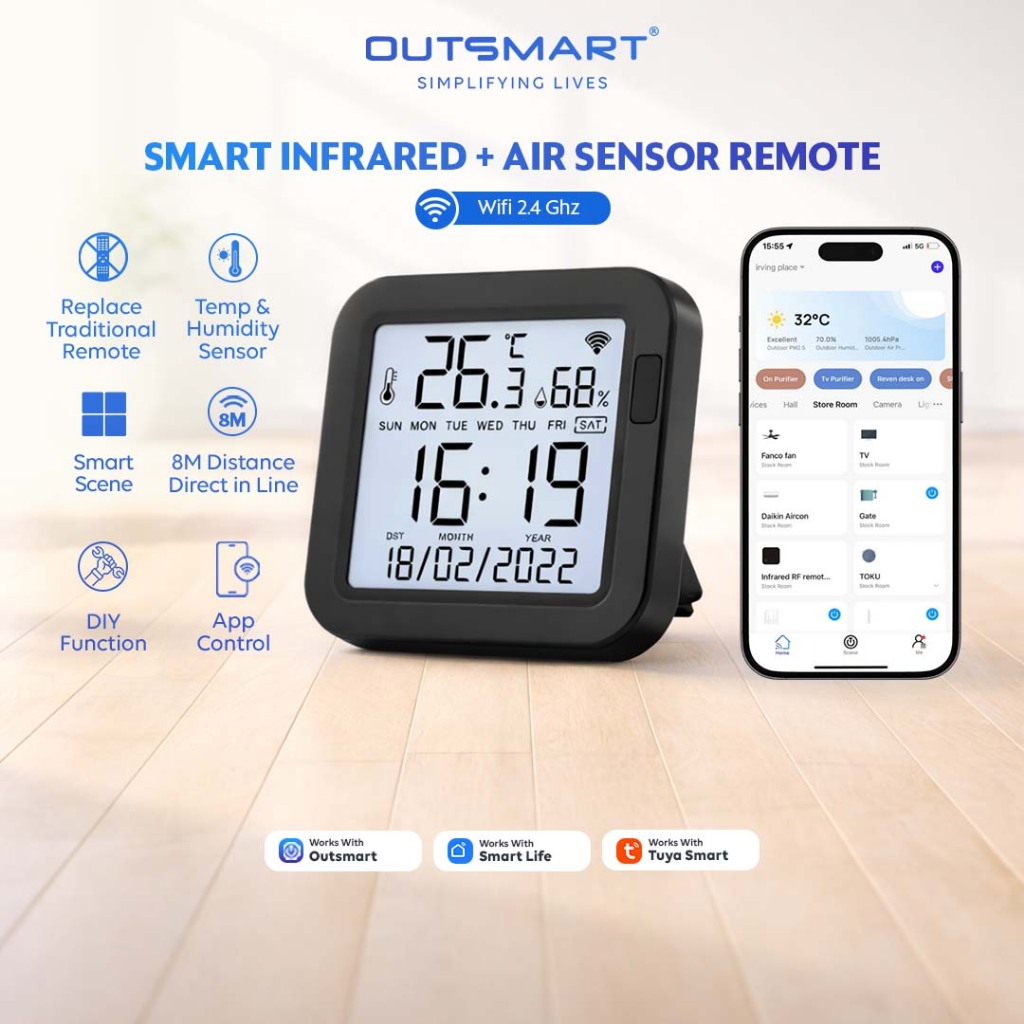 Outsmart WiFi Smart IR Remote-Infrared Remote with Temp & Humidity ...