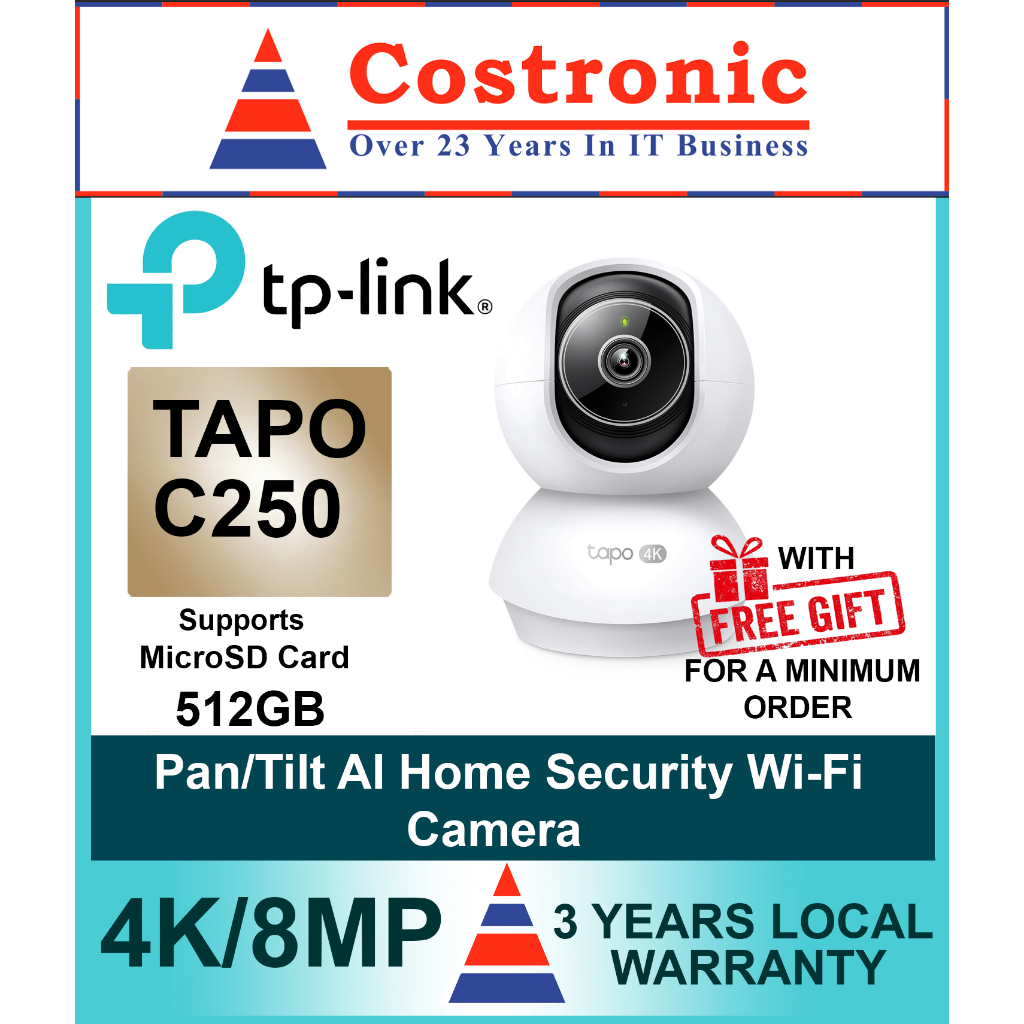 TP-Link Tapo C250 4K 8MP Pan & Tilt Wi-Fi Security Camera | Night ...
