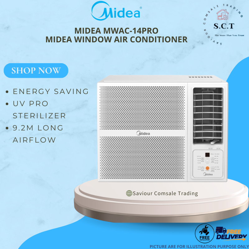 Midea MWAC-14 PRO Portable Window Aircon 14K BTU Fast Cooling AC Unit ...