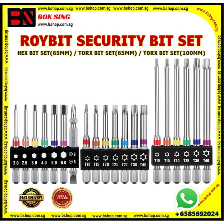 ROYBIT SECURITY DRIVER BIT TAMPER PROOF / SCREWDRIVER BIT / HEX BIT SET ...