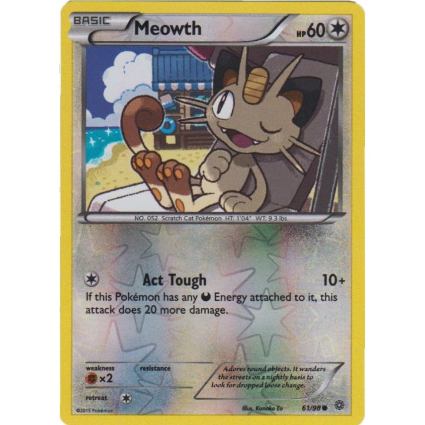 English Pokemon Card Meowth - 61/98 / Persian - 62/98 - Common