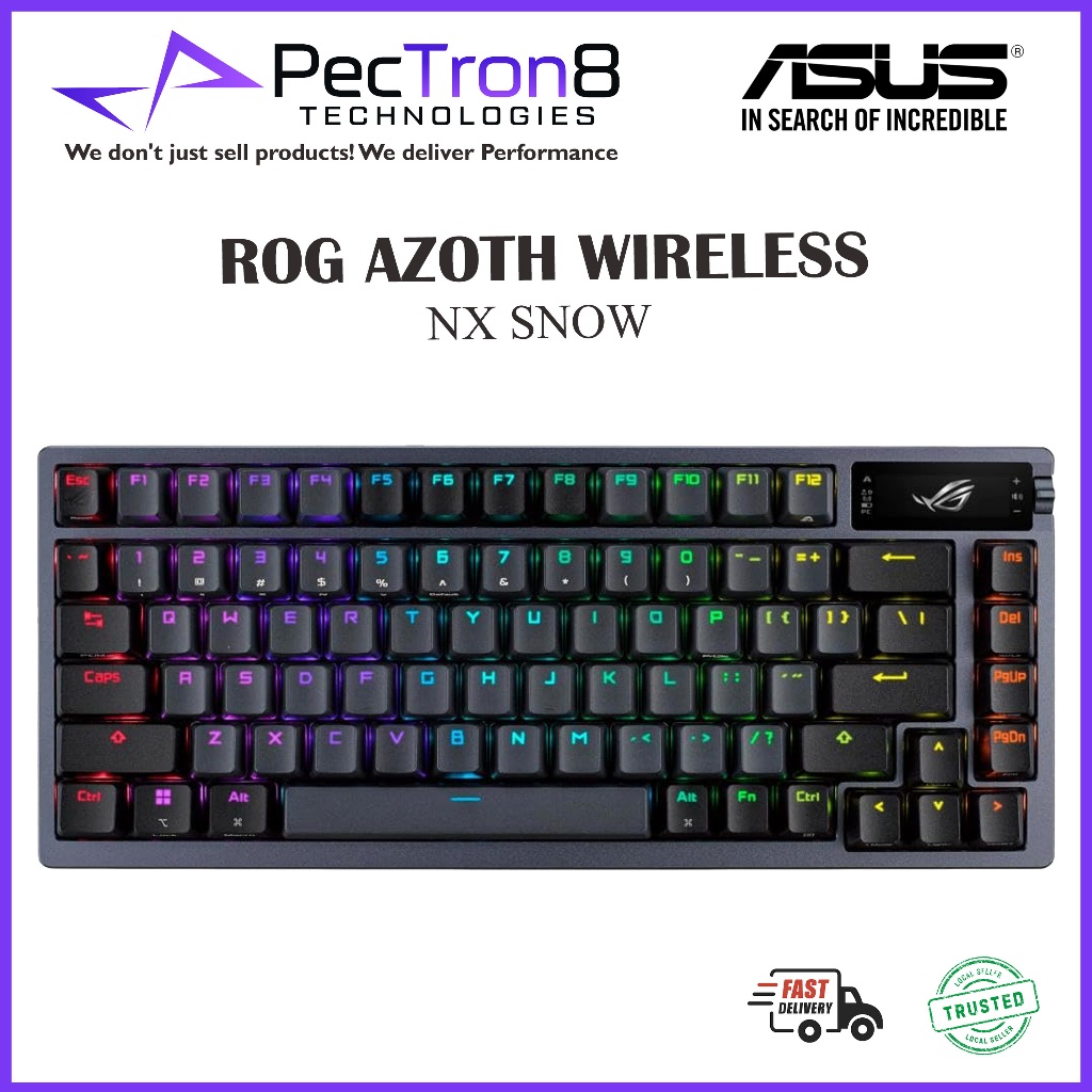 ASUS ROG AZOTH NX SNOW WIRELESS CUSTOM KEYBOARD - BLACK | Shopee Singapore