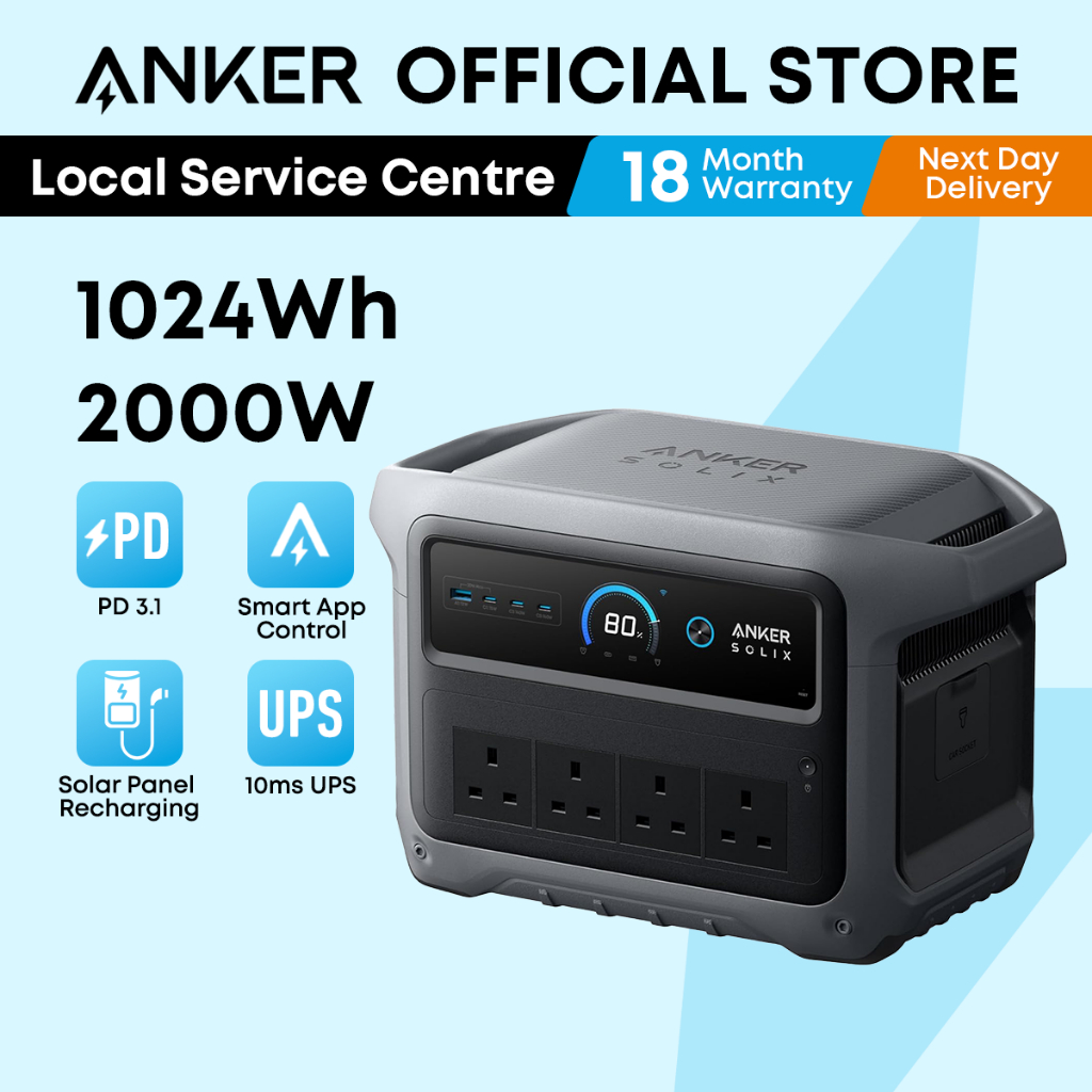 Anker SOLIX C1000 Gen 2 Portable Power Station 1024Wh 2000W (Peak
