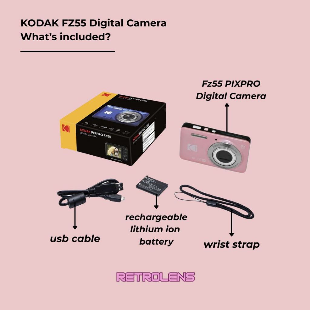 Kodak PIXPRO FZ55 Digital Camera (Pink, Black, Silver, Red, Blue