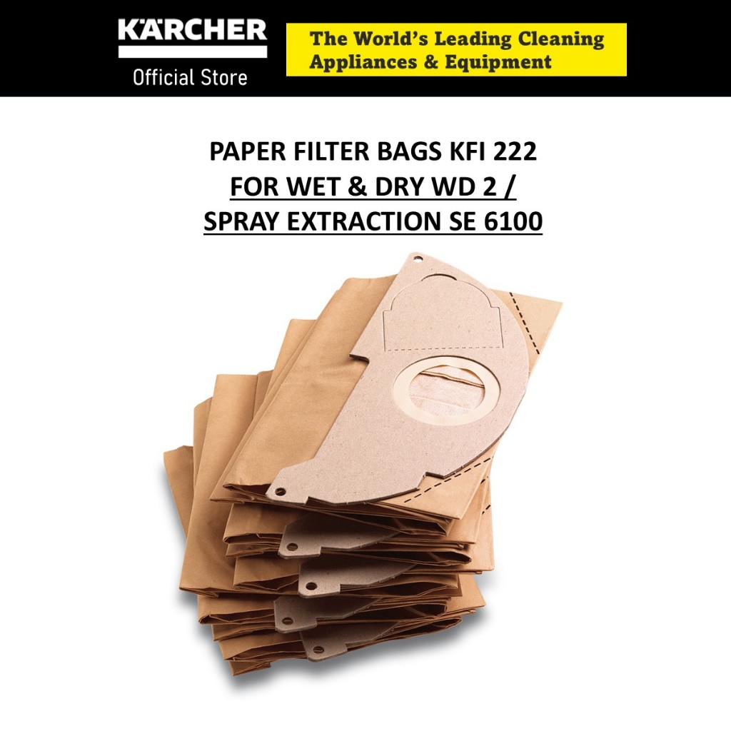KARCHER Paper Filter Bags ( 5 pcs per pack ) for Wet and Dry Vacuum ...