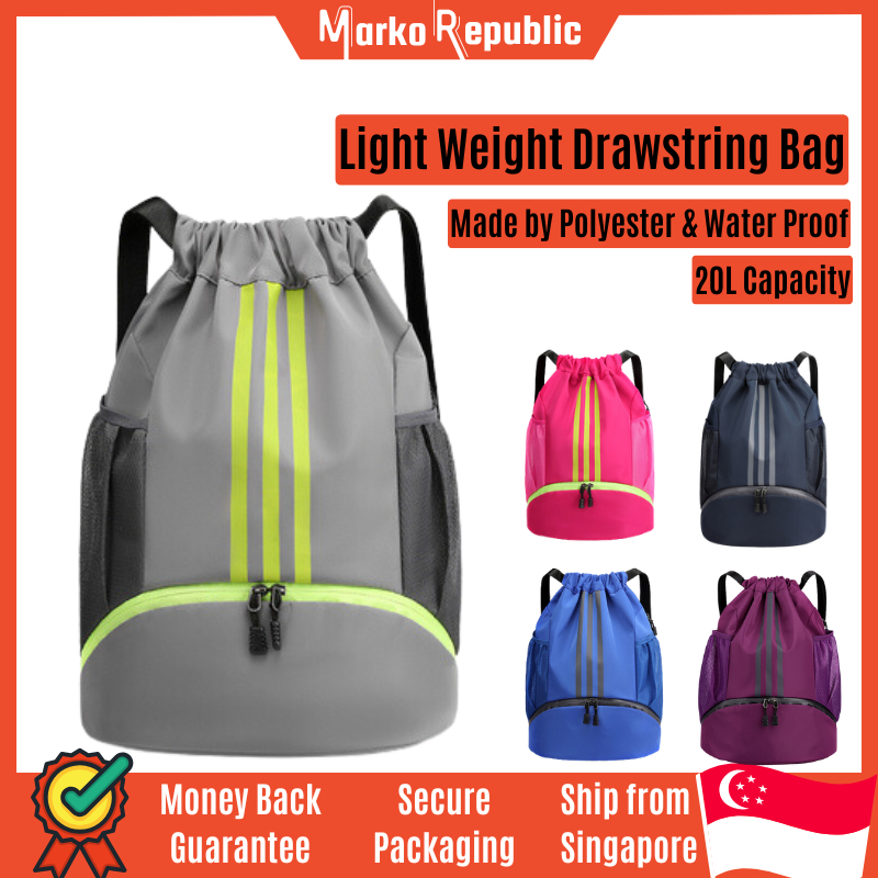 3 stripes Water Proof Light Weight Draw String Drawstring Sackpack ...