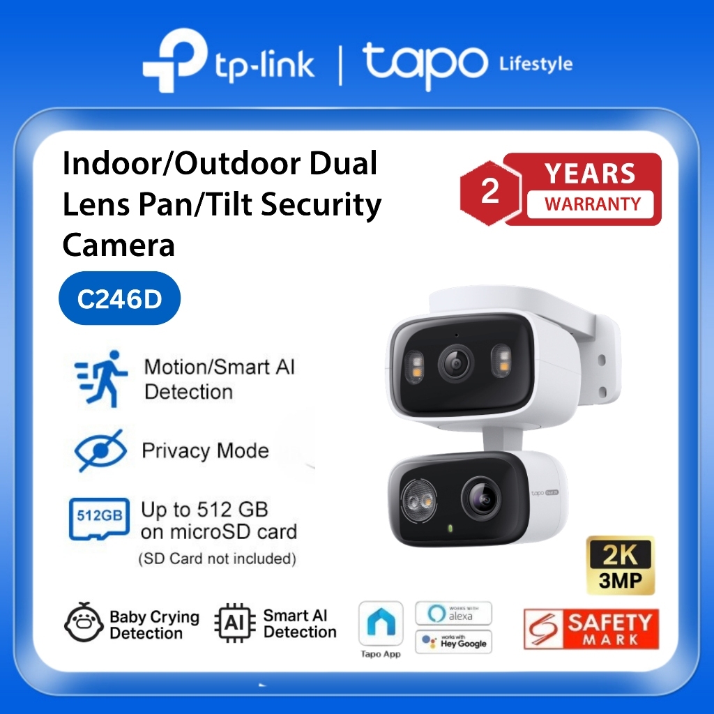 TP-Link Tapo C246D Indoor/Outdoor Dual Lens Pan/Tilt Security Camera ...