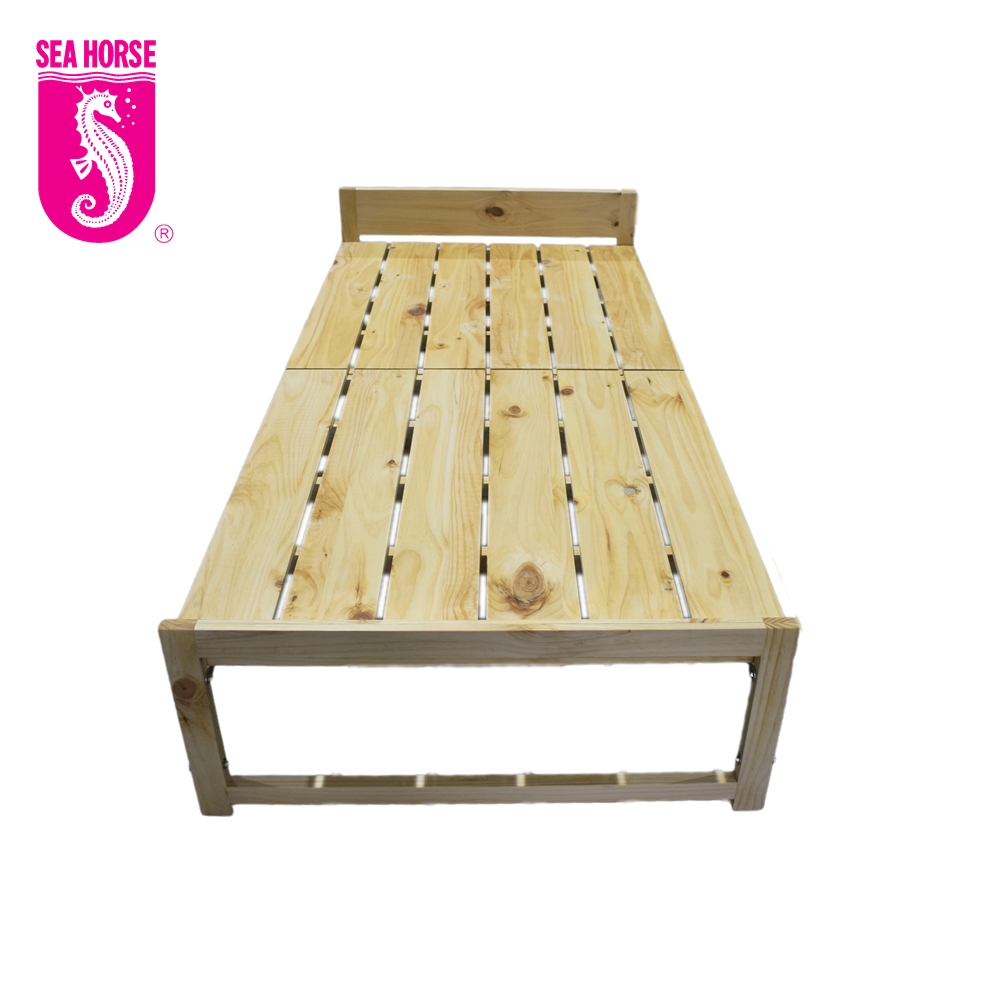 SEA HORSE 2-Foldable Solid Wood Bed Frame Folding Single Size Bed KD ...
