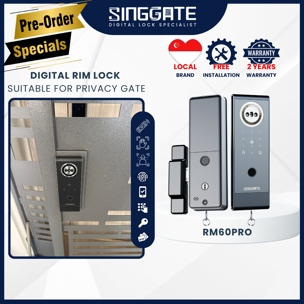 【Pre-Order】NEW MODEL | SINGGATE [RM60PRO] Metal Gate Digital Rim Lock ...