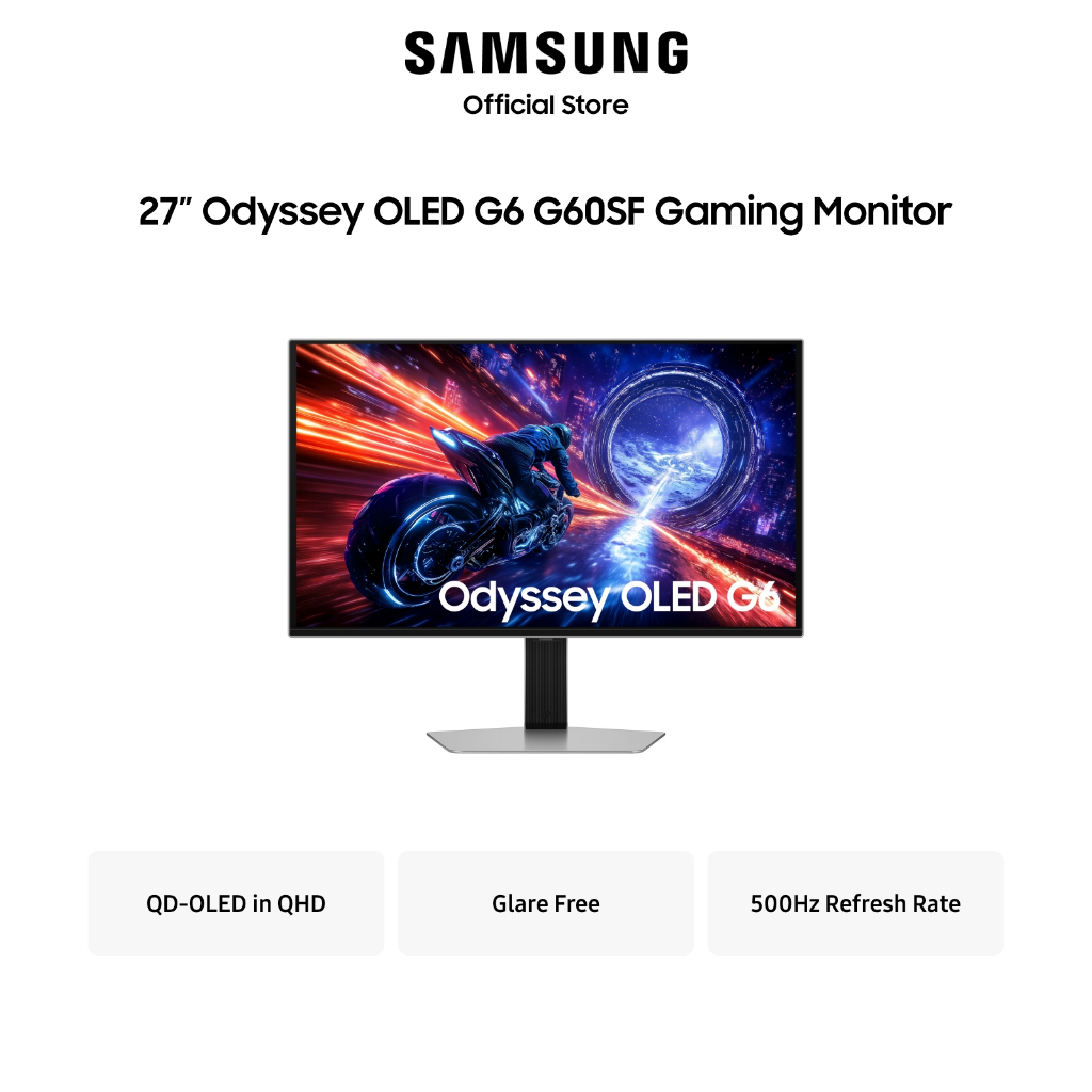 Samsung 27" Odyssey OLED G6 G60SF QHD 500hz Gaming Monitor ...