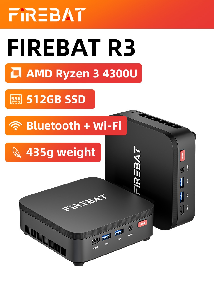 FIREBAT R3 NEW Mini PC AMD Ryzen3 4300U / AMD Ryzen5 7430U Windows 11 ...