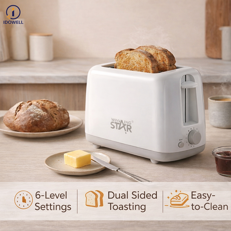 IDOWELL 2/4 Slice Bread Toaster 6 Browning Levels Wide Slot Toaster ...