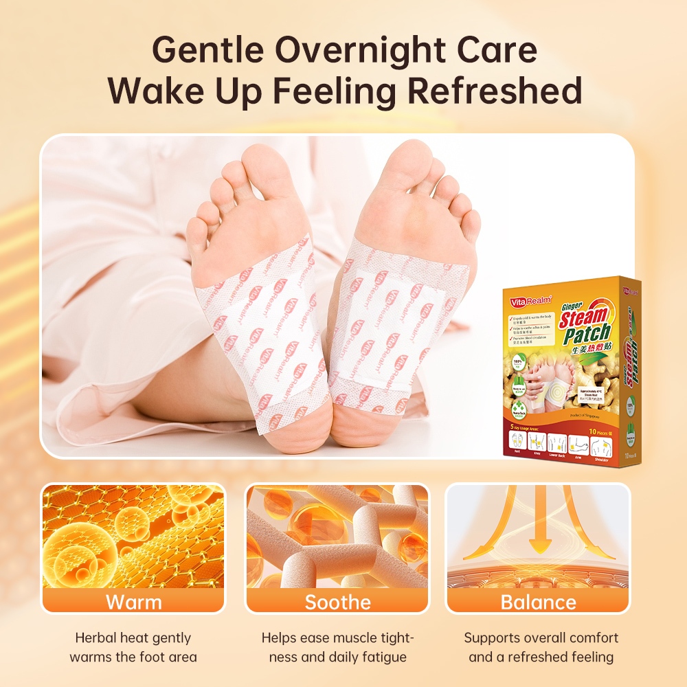 Product image VitaRealm Ginger Steam Patch | 100% Natural Detox | 缓解疼痛| Improves Circulation & Promotes Relaxation 4