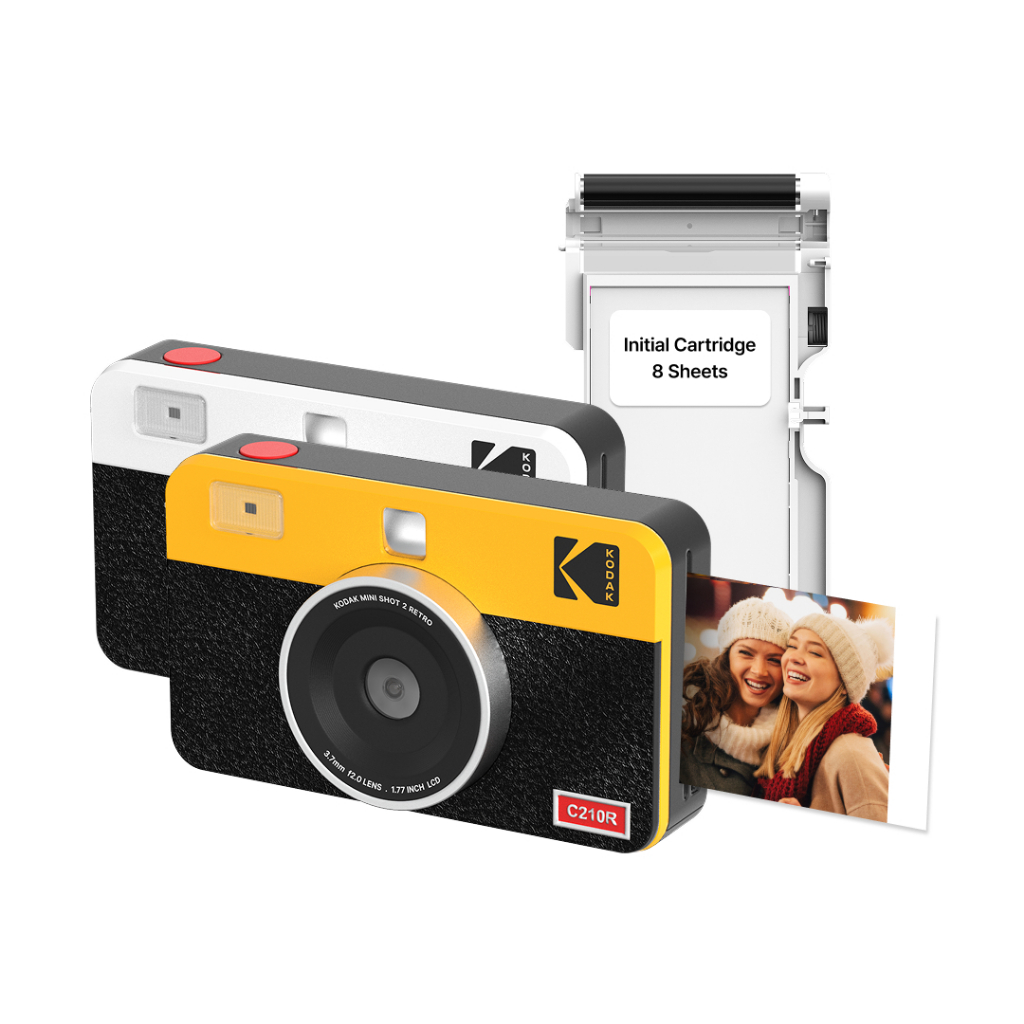 KODAK Mini Shot 2 Retro Instant Camera 5 x 7.5 cm, 38 Sheets, White | Bluetooth, iPhone and Android, 13MP camera, preview, water resistant, fingerprint and discoloration