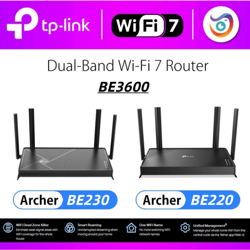 TP-Link Archer BE220 / BE230 WiFi 7 BE3600 Router Dual-Band with ...