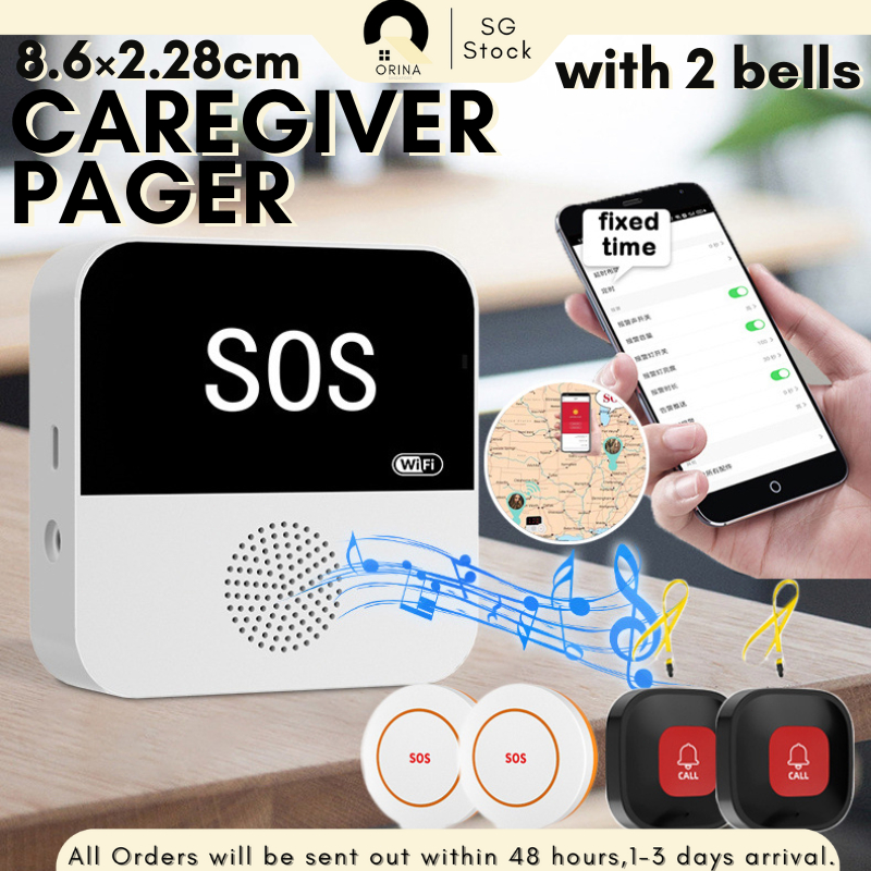[SG] 2 Bells Caregiver Pager Calling for Elderly Call Buttom SOS ...