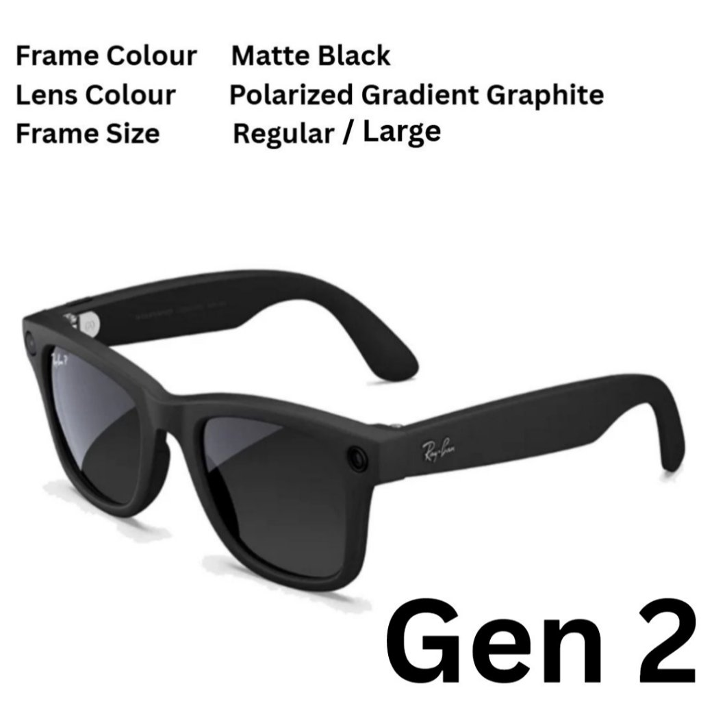 RayBan | Meta Wayfarer Smart Glasses Gen 2 / Gen 1- Shiny Black