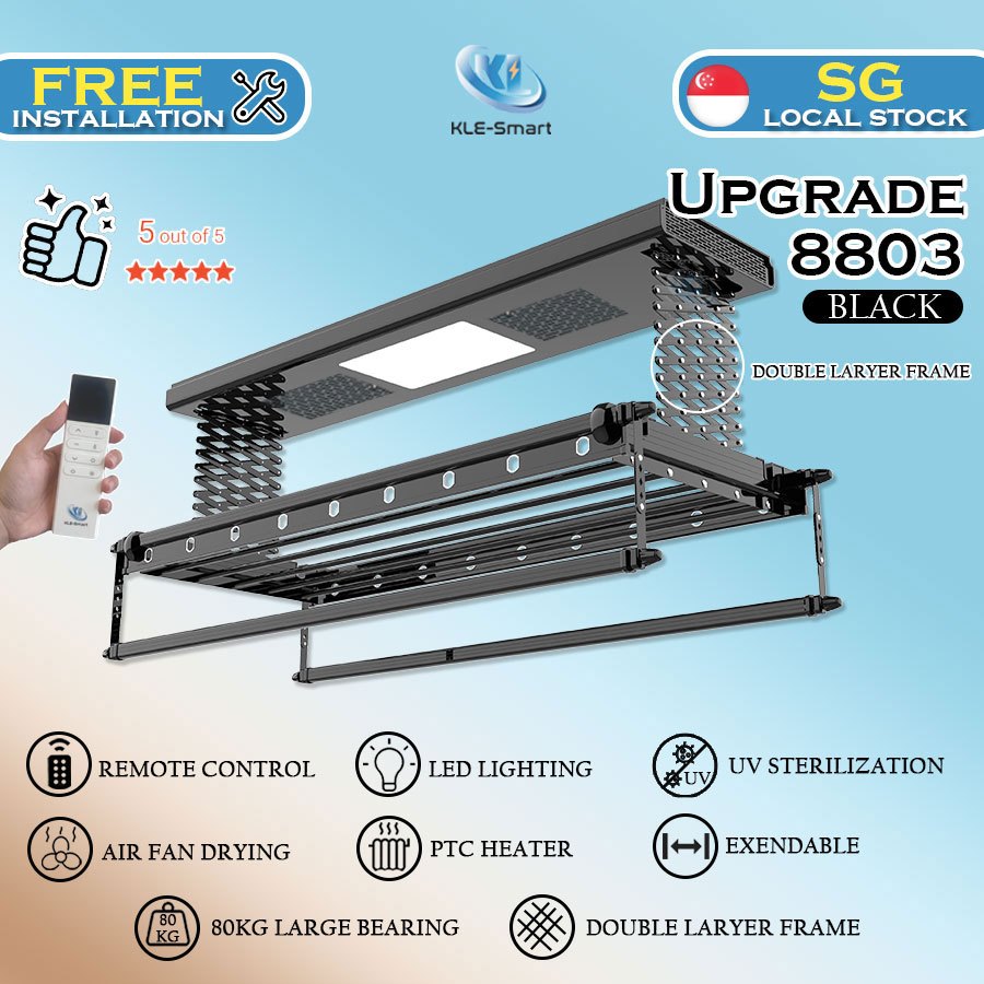 【Local Ready Stock + FREE INSTALLATION】Upgrade Automated Laundry Rack ...