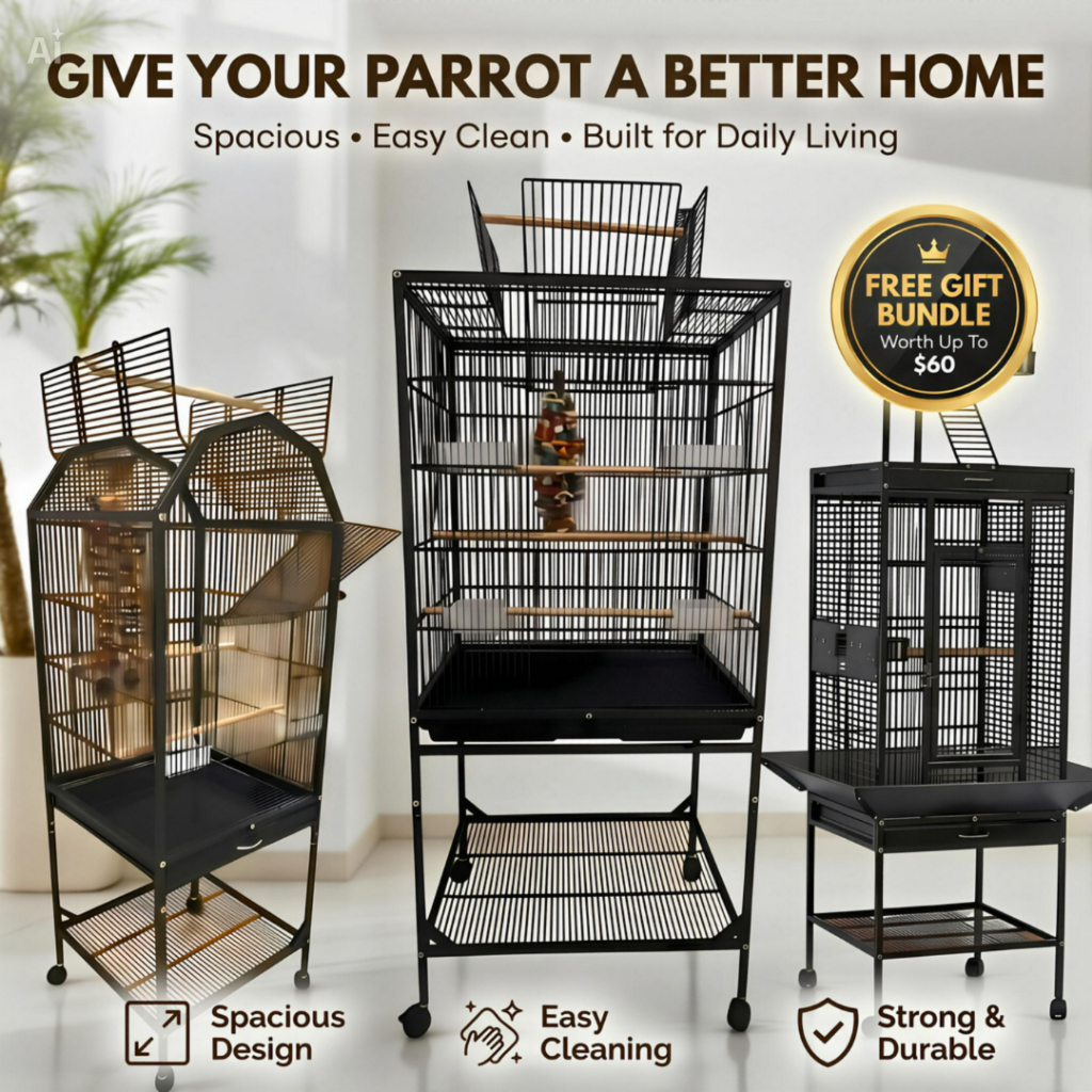 Large Bird Cage with Free Anti-Spill Fender | Spacious Flight Parrot ...