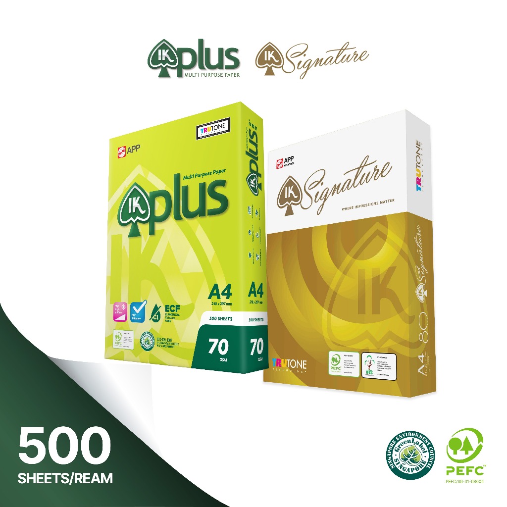 IK Plus / IK Signature Copier Paper 500 sheets per ream A4 | Shopee ...
