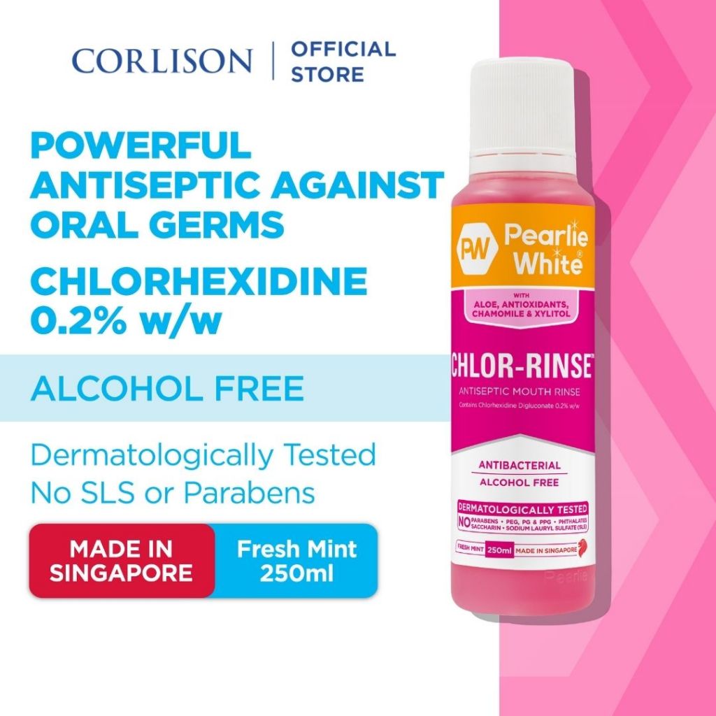 Pearlie White Chlor-Rinse Antiseptic Mouth Rinse 250ml | Shopee Singapore