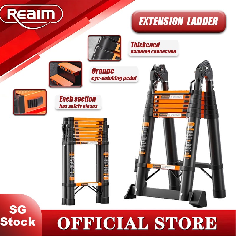 Collapsible Ladder Aluminium Single Telescopic Ladder Outdoor Heavy ...