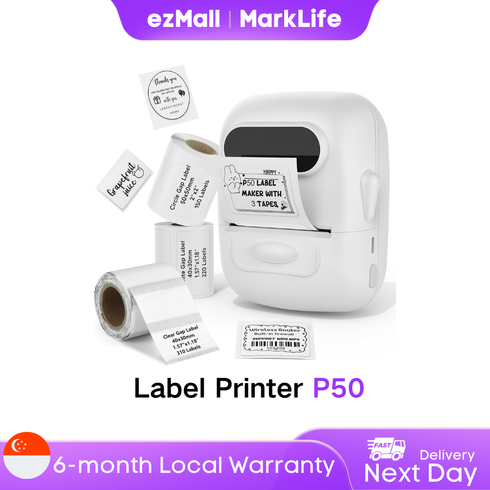 MarkLife Label Printer P50 Portable Bluetooth Thermal Paper Labeller ...