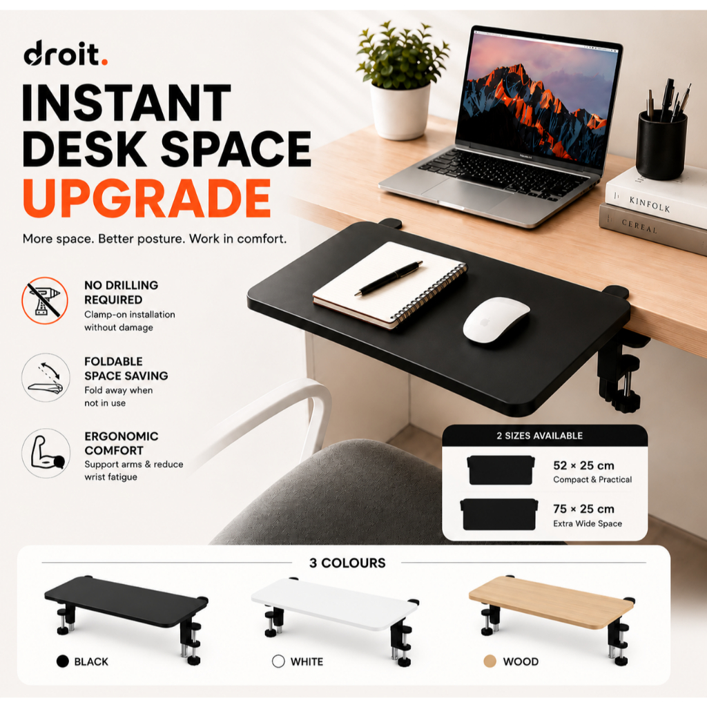 Desk Extension Board Clamp On Table | Foldable Ergonomic Desk Extender ...
