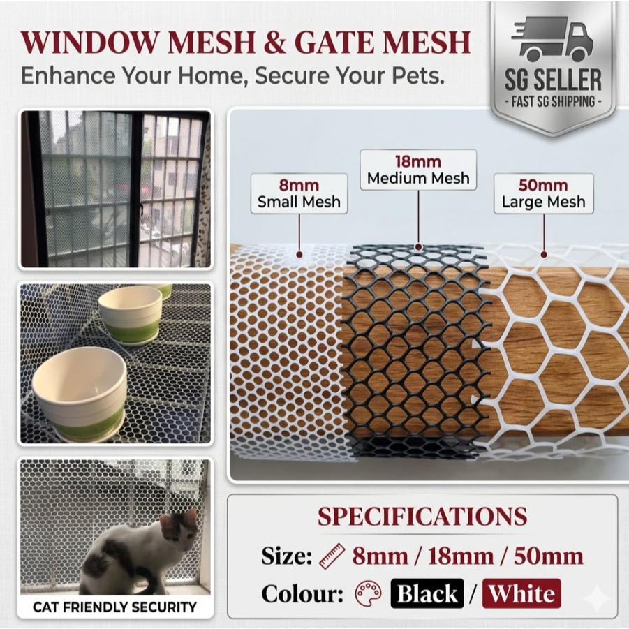 [WINDOW MESH/GATE MESH ] 0.8cm / 1.8cm / 5cm Multi-purpose Black White ...