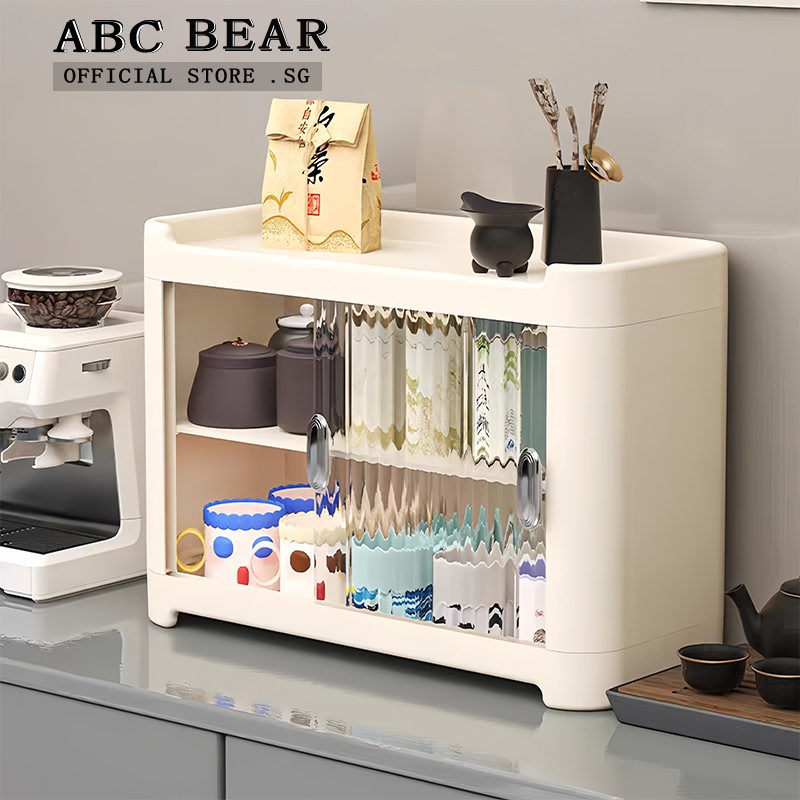Dust-proof storage rack for water glasses and coffee cups; 2-tier tea ...