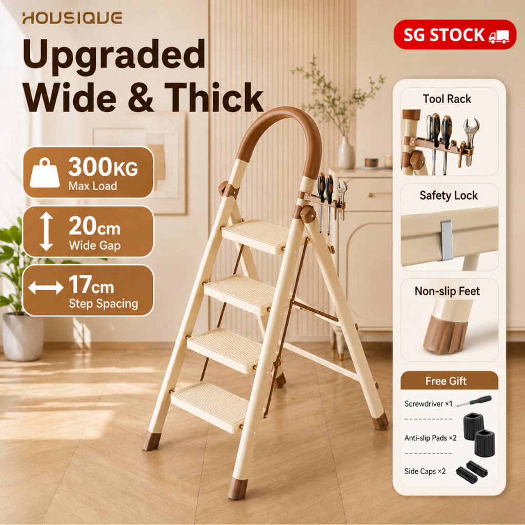 【SG STOCK】HSQ Foldable Ladder Step 3 4 5 Step Ladder 150kg Bearing Slim ...