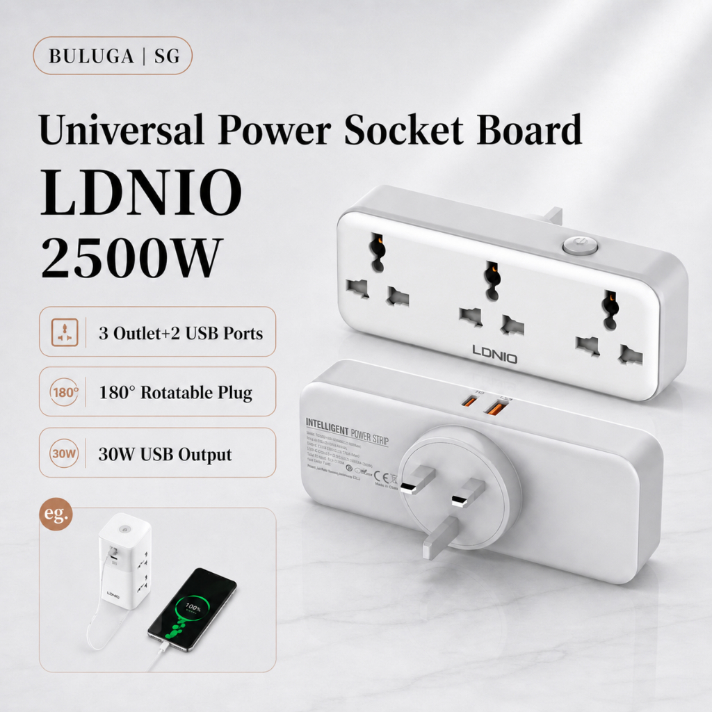 SG Local - LDNIO SC3317 Universal UK Plug Power Socket Strip 3 Outlet 2 ...