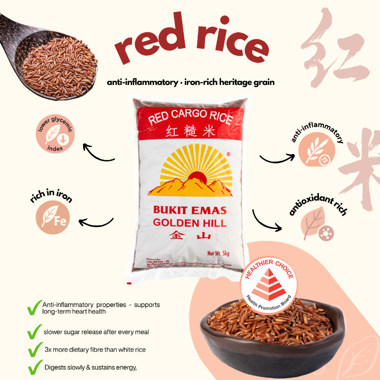 5kg Red Cargo Rice 100% Wholegrain Rice Healthier Choice - Golden Hill ...