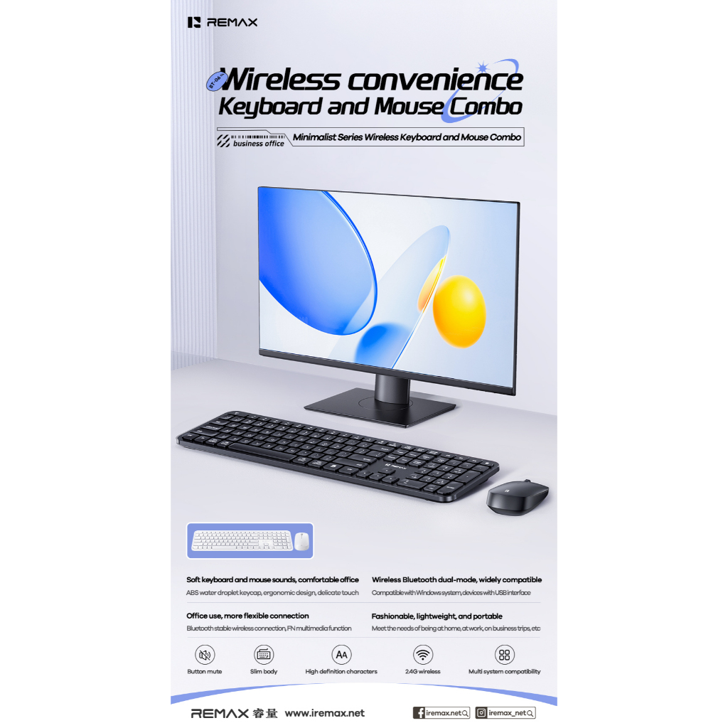 HP | Vention CS10 2.4G Keyboard Wireless Keyboard and Mouse Combo Set ...