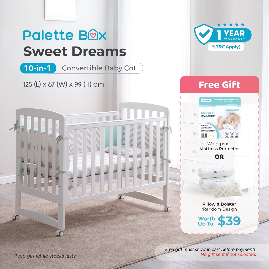 Palette Box 10-in-1 Convertible Baby Cot – Toddler Bed, Co-Sleeper ...