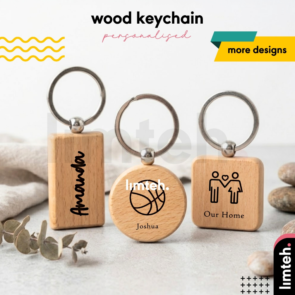 Personalised Wooden Custom Keychain Custom Name Keychain | Customised ...