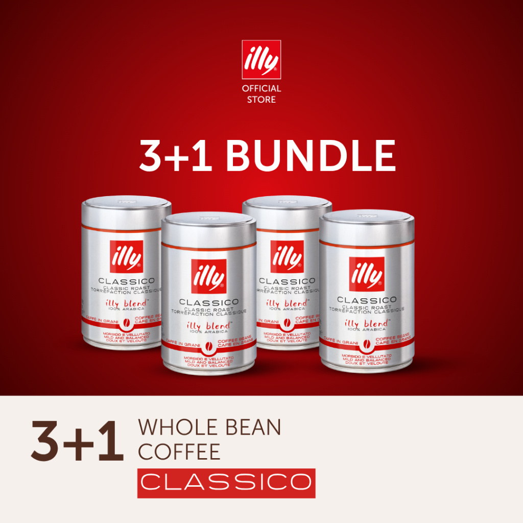 illy CLASSICO コーヒー豆 250g×3缶 3 + 1 Bundle] illy Whole Coffee Beans 250g – Intenso | Classico