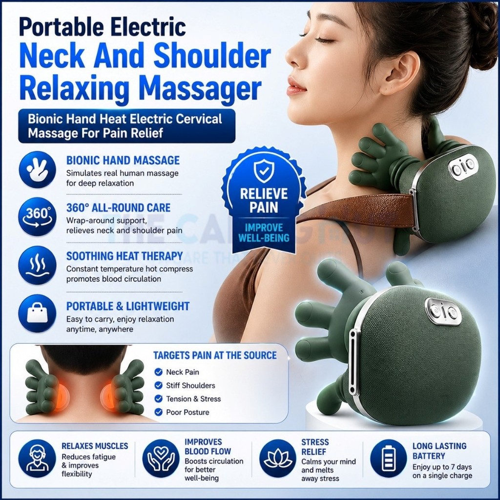 Portable Electric Neck And Shoulder Relaxing Massager Bionic Hand Heat ...
