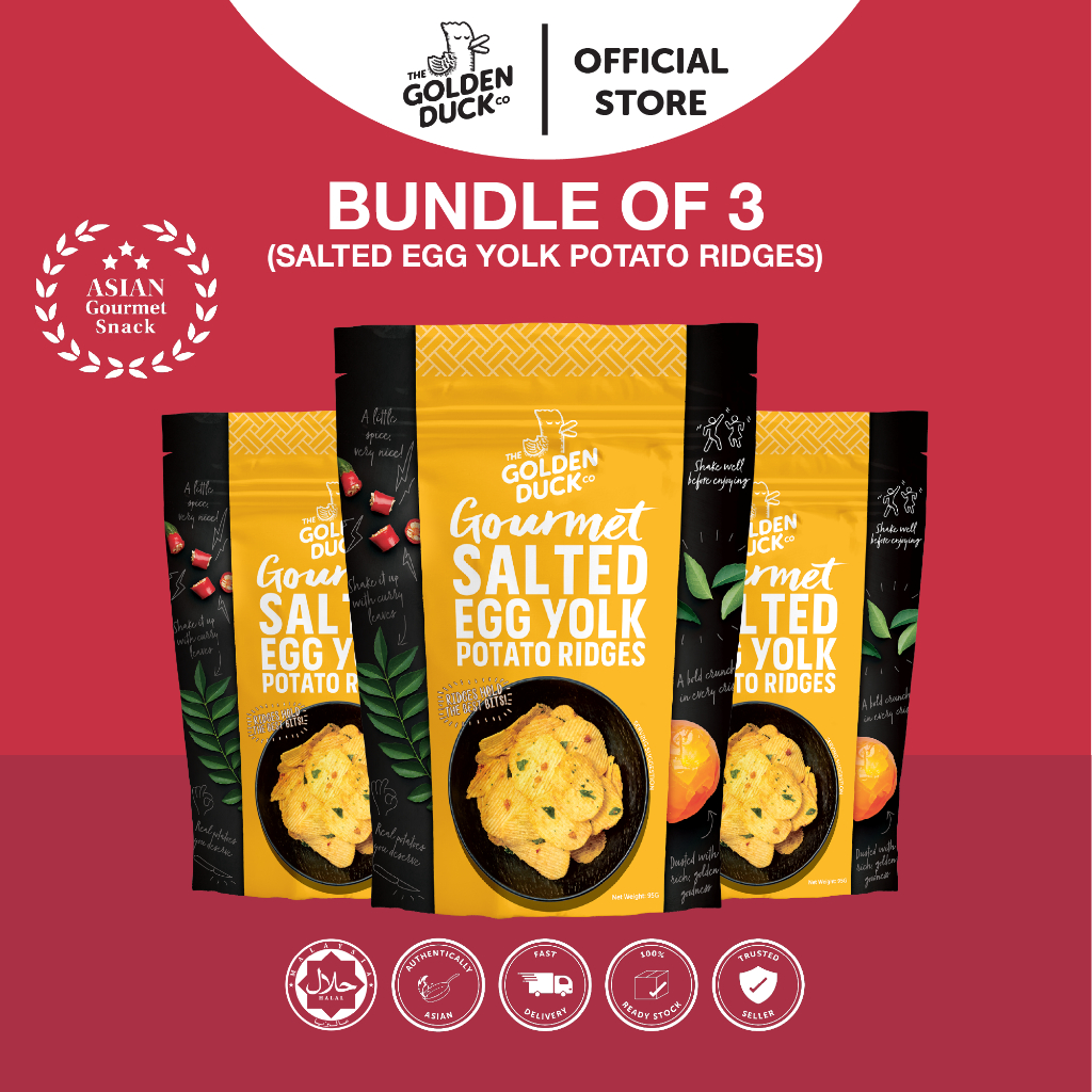 [Bundle of 3] The Golden Duck Salted Egg Yolk Potato Ridges Potato ...