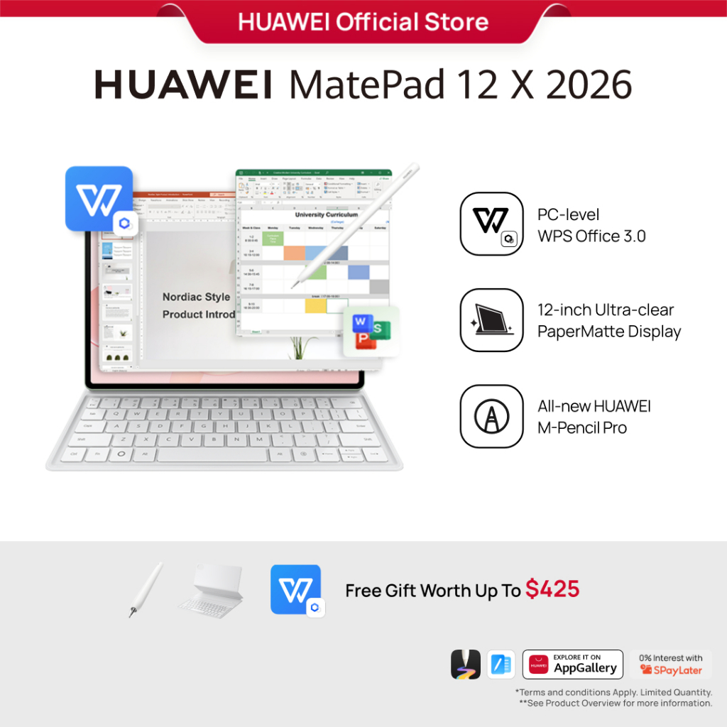 HUAWEI MatePad 12 X 2026 | PC-level WPS 3.0 | 12-inch Ultra-clear