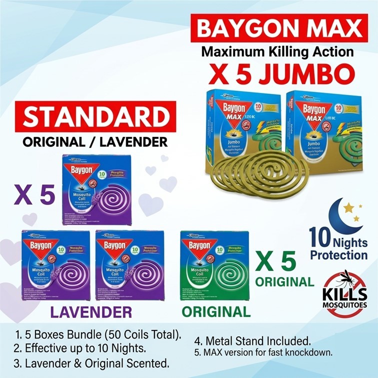 [Bundle of 5] Baygon Mosquito Coils - Effective Mosquito Killer ...