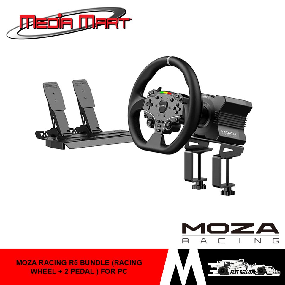 MOZA RACING R5 BUNDLE RACING WHEEL WITH 2 PEDALS FOR PC SIM RACING SET ...