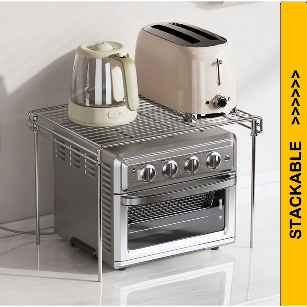 SG Stock SS201 Cabinet Tiered Shelves Kitchen Rack Microwave Oven Rack ...