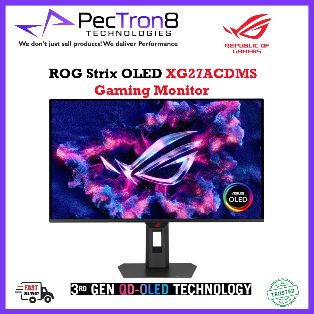 ASUS ROG Strix XG27ACMS QHD-gamingmonitor (27 inch, 2560 x 1440, 0,3 ms reactietijd, snelle IPS, 320Hz (OC), ELMB Sync, USB Type-C, G-Sync- compatibel, DisplayWidget Center, statiefaansluiting, HDR