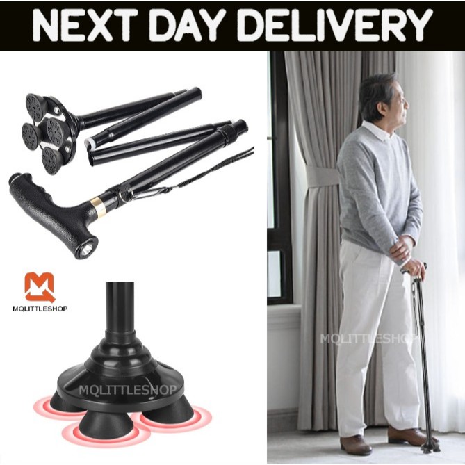 [SG Seller] Foldable Walking Stick With Extra Assist LED Light Name Tag ...