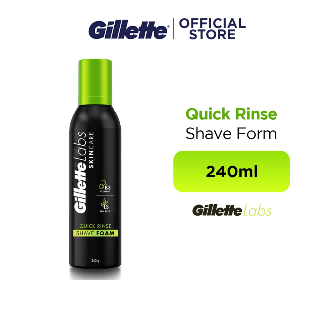 Gillette Labs Quick Rinse Shaving Foam for Men with Vitamin B3 + Sea ...